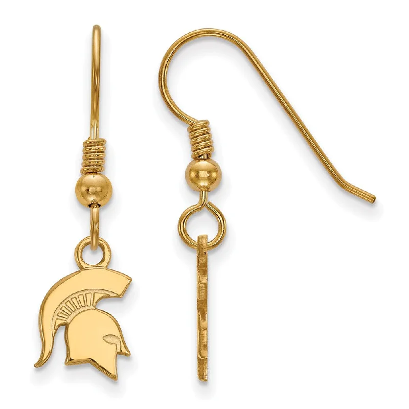 Women's hoop earrings-14k Gold Plated Silver Michigan State University Dangle Earrings