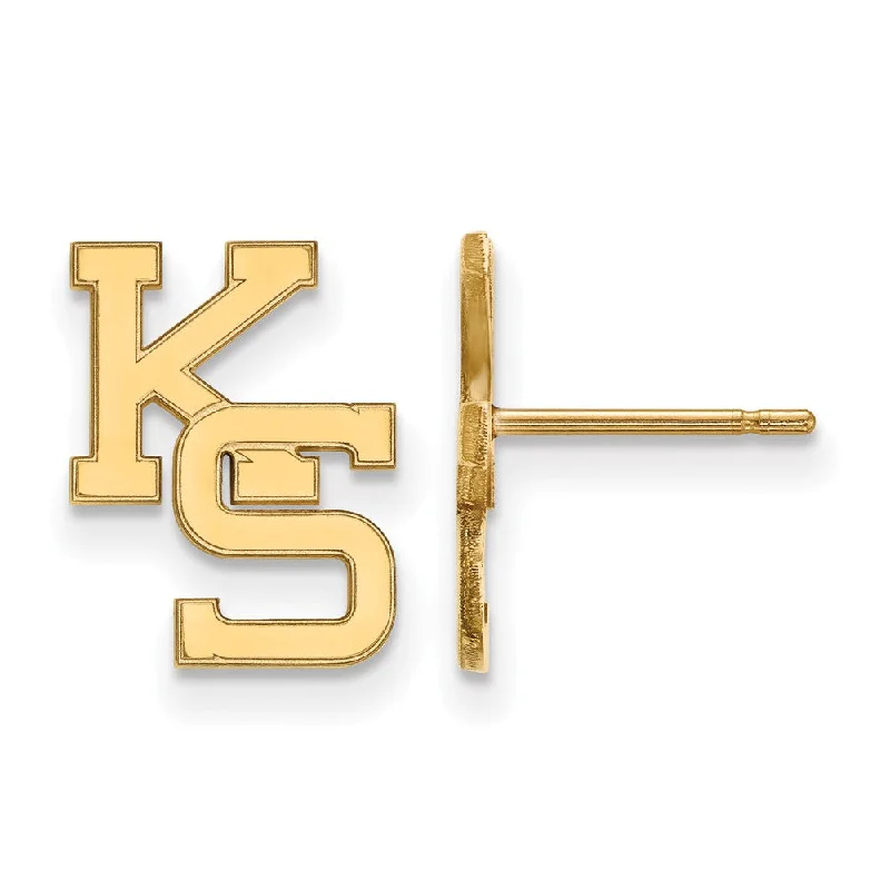 Women's graduation earrings-14k Gold Plated Silver Kansas State University Post Earrings