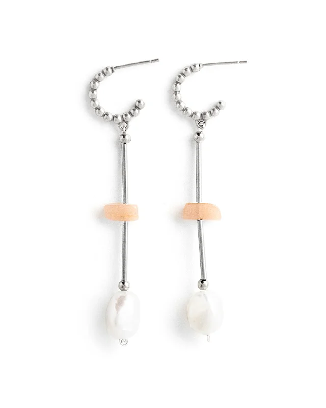 Women's gemstone earrings-Cabana Silver Earrings