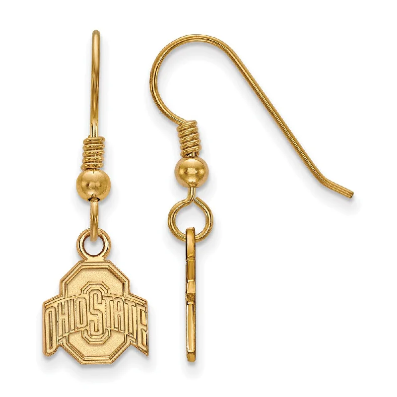 Women's eco-friendly earrings-14k Gold Plated Silver Ohio State Univ. XS (Tiny) Dangle Earrings