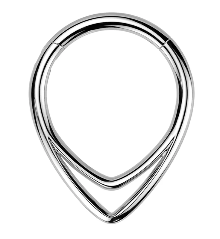 Women's party rings-Double Lined Teardrop Titanium Hinged Segment Ring