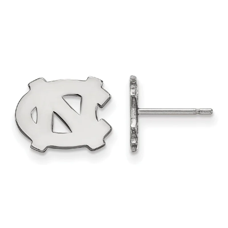 Women's modern design earrings-14k White Gold U of North Carolina XS (Tiny) Post Earrings