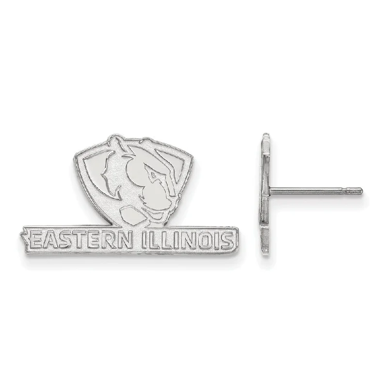 Women's ethical earrings-10k White Gold Eastern Illinois University Small Post Earrings