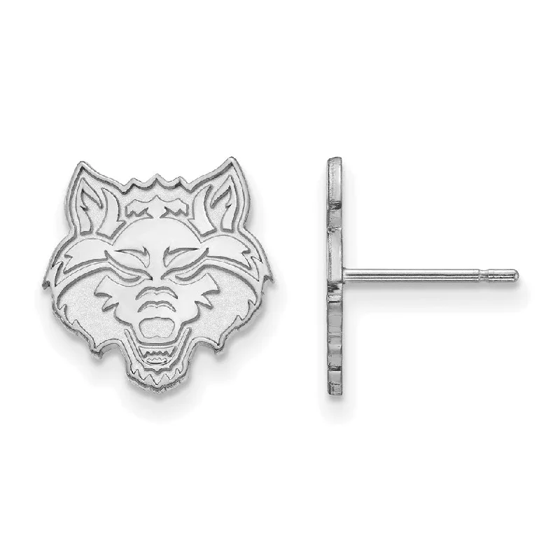 Women's unique earrings-10k White Gold Arkansas State University Small Post Earrings