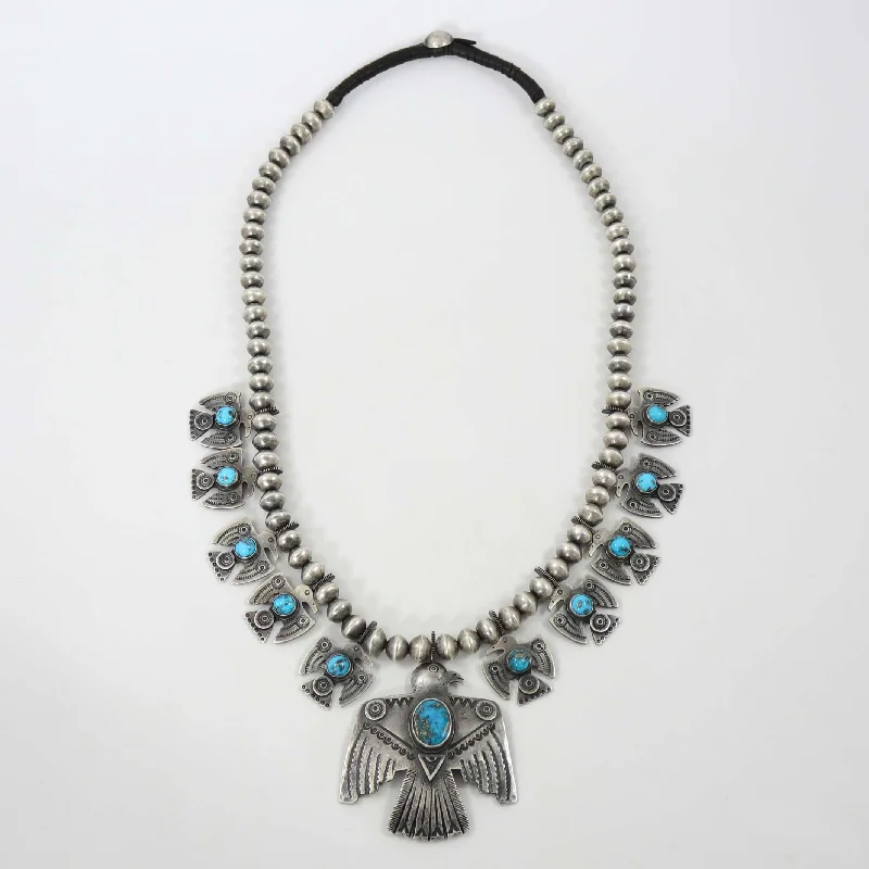 Women's handmade artisan necklaces-Turquoise Thunderbird Necklace