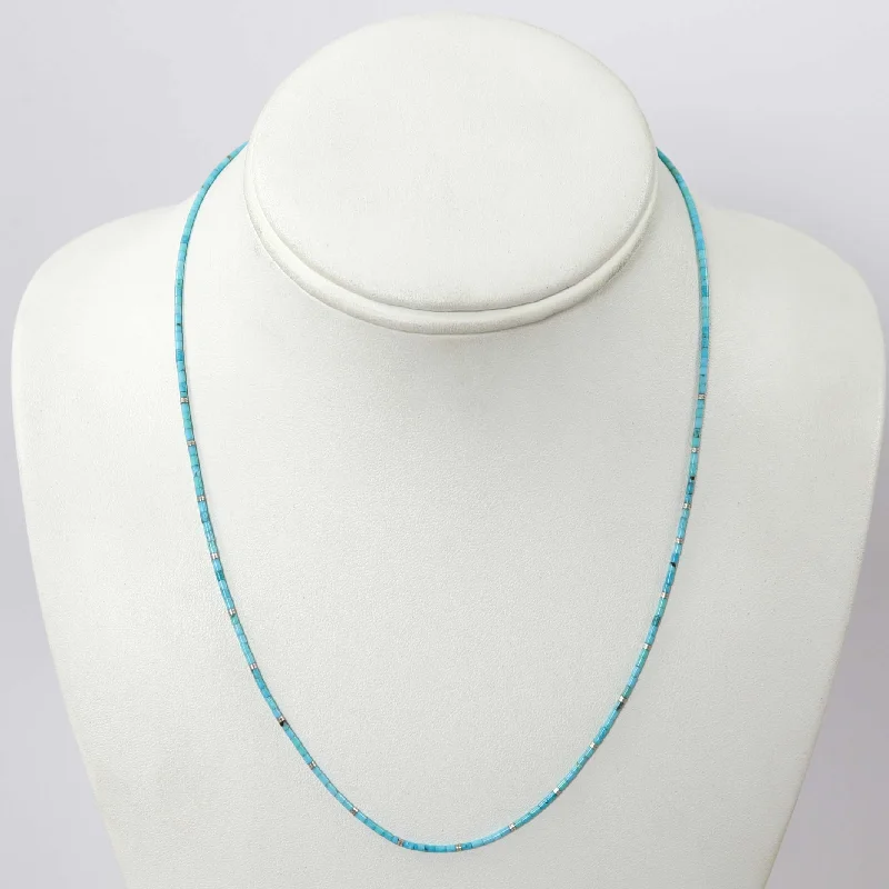 Women's sapphire necklaces-Kingman Turquoise Heishi Necklace