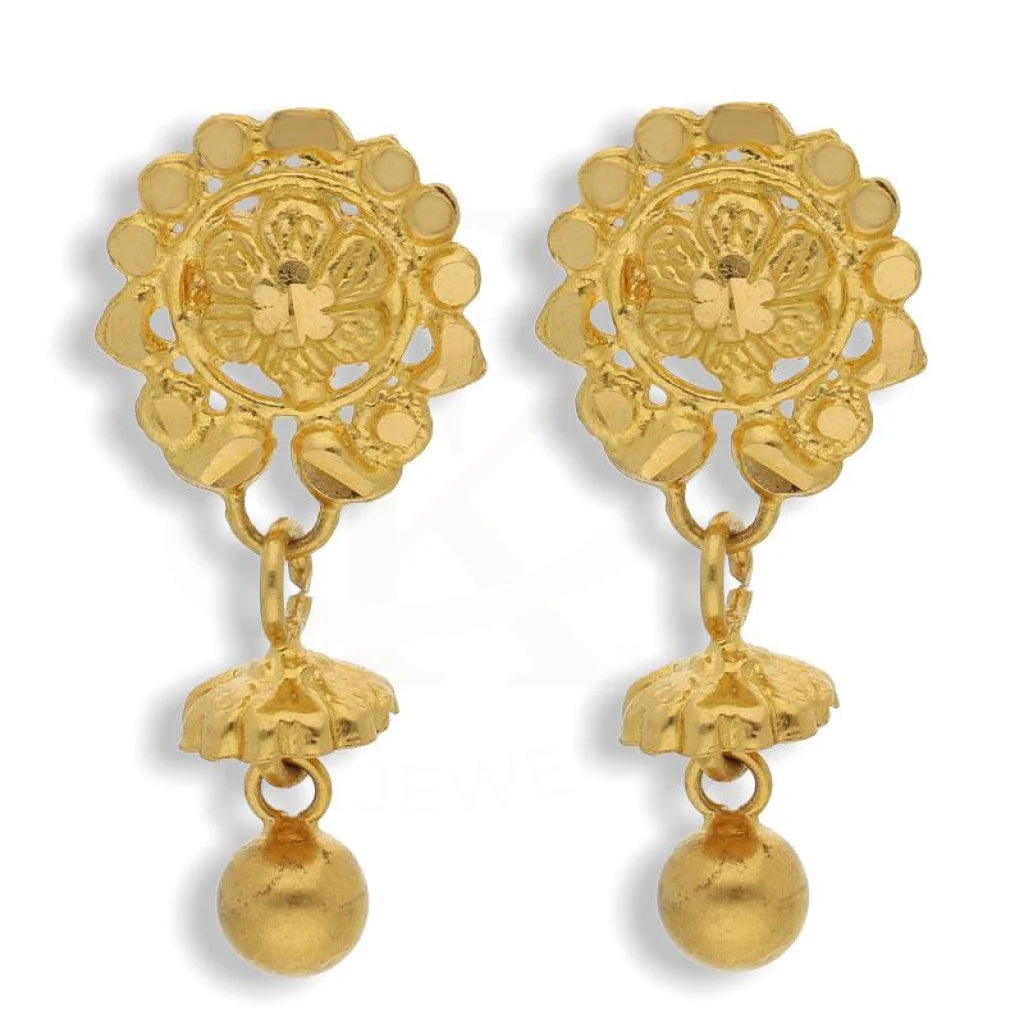 Women's travel earrings-Gold Drop Earrings 22KT - FKJERN22K2117