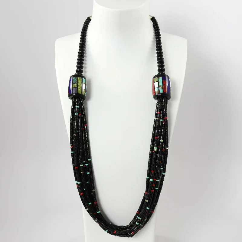 Women's long necklaces-Multi-Stone Bead Necklace