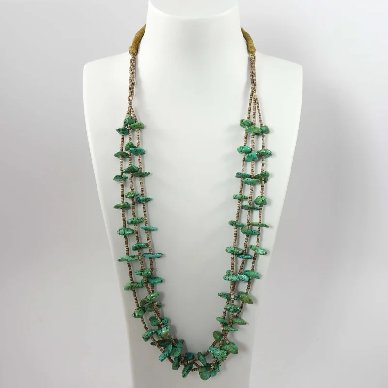 Women's geometric necklaces-1940s Fox Turquoise Necklace