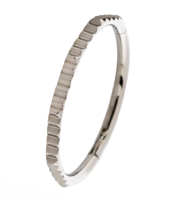 Women's unique rings-Ridge Titanium Hinged Segment Ring