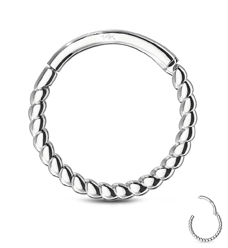 Women's luxury gift rings-14kt White Gold Twine Hinged Segment Ring