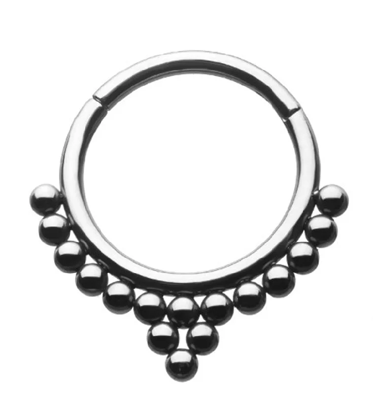 Women's leather rings-Beaded Row Titanium Hinged Segment Ring