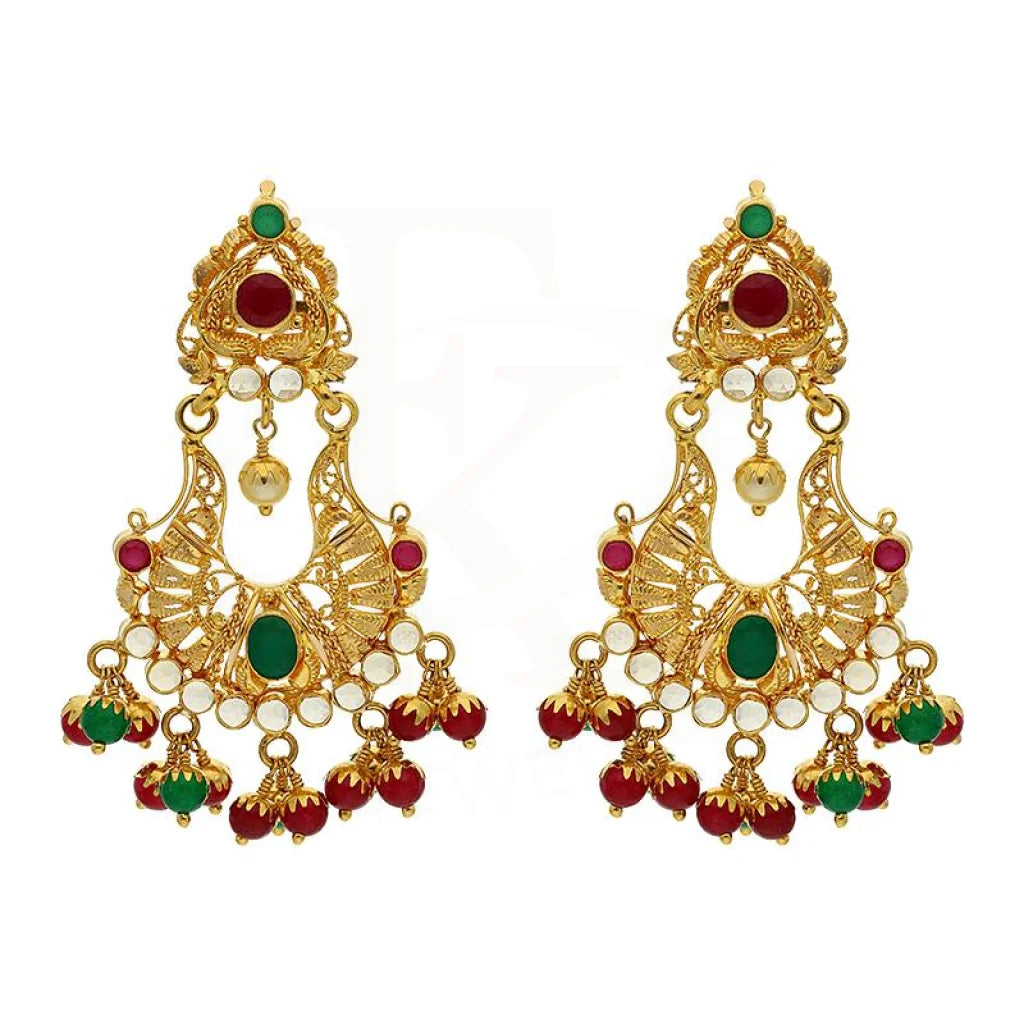 Women's exclusive earrings-Gold Dome Shaped Jhumka Drop Earrings 22KT - FKJERN22K2362