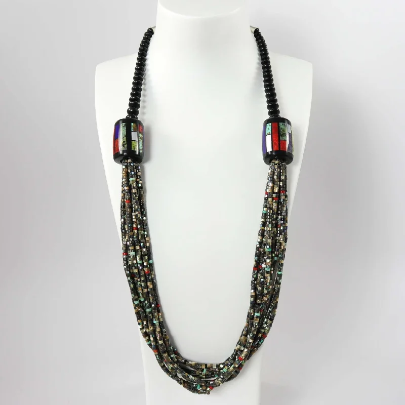 Women's short necklaces-Multi-Stone Bead Necklace