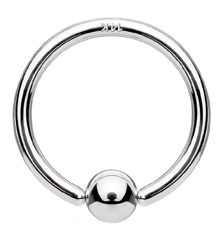 Women's sapphire rings-14kt White Gold Fixed Ball Captive Bead Ring