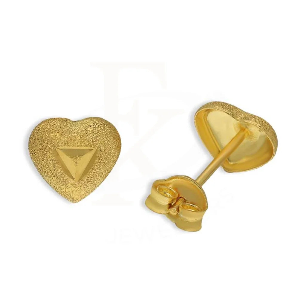 Women's Mother's Day earrings-Gold Heart Stud Earrings 18KT - FKJERN18K3100