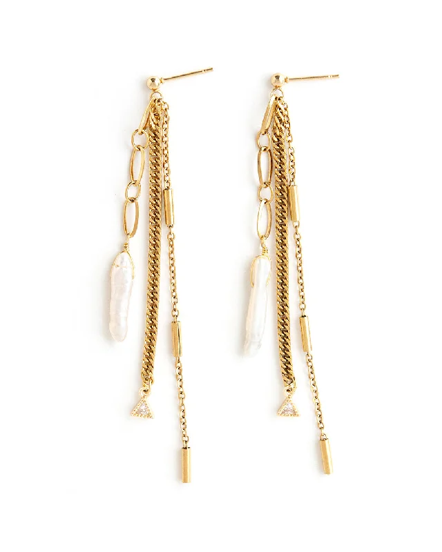 Vintage women's earrings-Trellis Gold Earrings