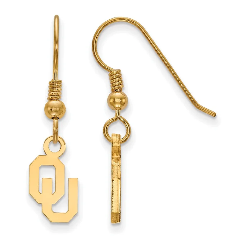 Women's sapphire earrings-14k Gold Plated Silver University of Oklahoma XS Tiny Dangle Earrings