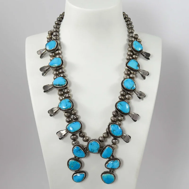 Women's art deco necklaces-1970s Squash Blossom Necklace