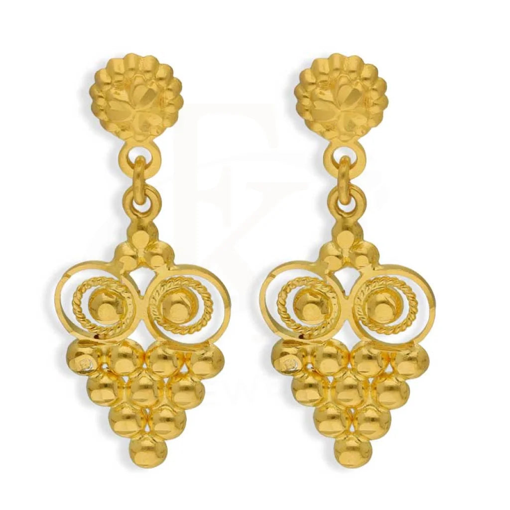 Women's gold-plated earrings-Gold Drop Earrings 22KT - FKJERN22K2725