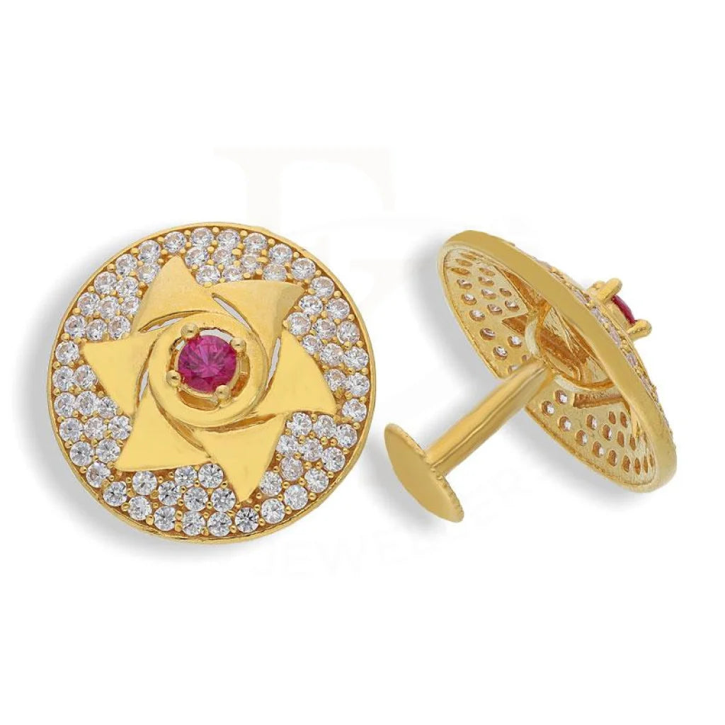 Women's birthstone earrings-Gold Stud Earrings 22KT - FKJERN1736