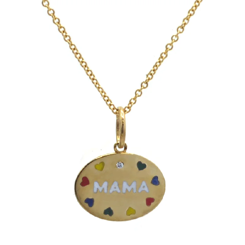 Affordable women's necklaces-Enamel Hearts MAMA Necklace