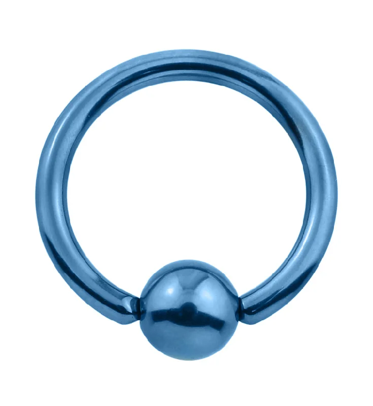 Women's wedding rings-Blue Titanium Captive Ring