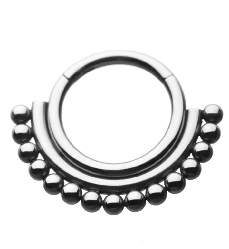 Women's seasonal rings-Beaded Overlay Titanium Hinged Segment Ring