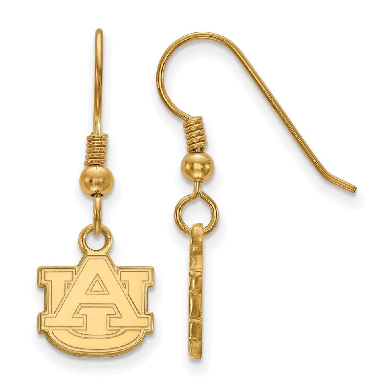 Women's nickel-free earrings-14k Gold Plated Silver Auburn Univ. XS (Tiny) Dangle Earrings