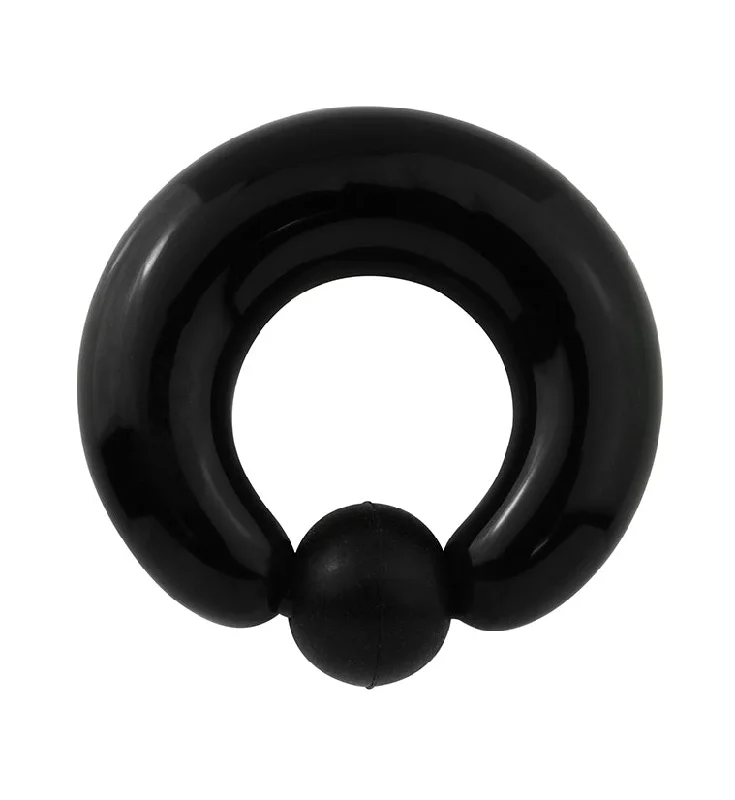 Women's formal rings-Black Glass Captive Ring