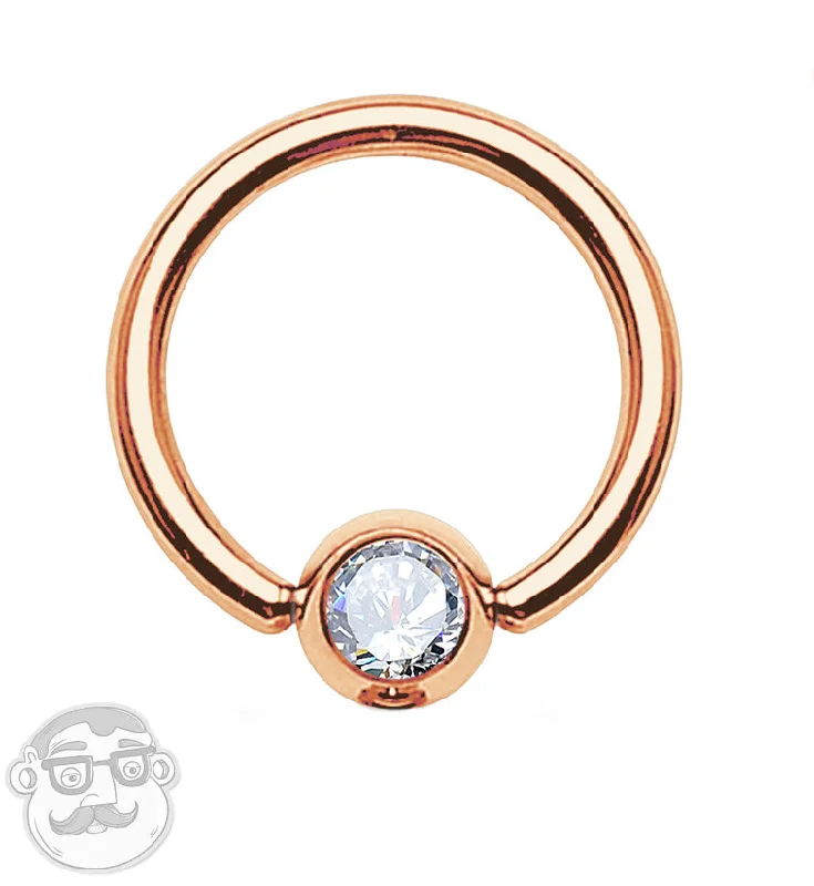 Women's family rings-Rose Gold PVD Captive CZ Ring