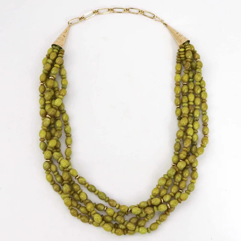 Women's long necklaces-Serpentine and Gold Necklace