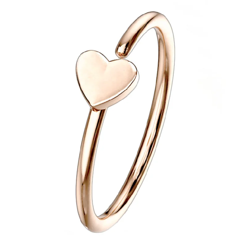 Women's celestial rings-20G Rose Gold PVD Stainless Steel Heart Seamless Ring