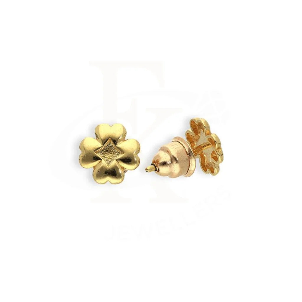 Women's hoop earrings-Gold Flower Stud Earrings 18KT - FKJERN18K2289