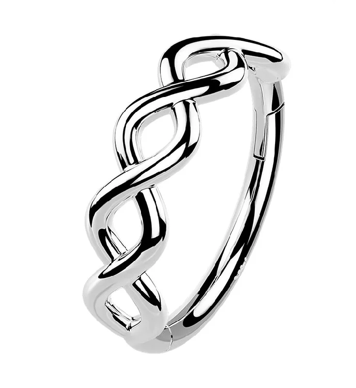 Women's healing crystal rings-14kt White Gold Twisted Hinged Segment Ring