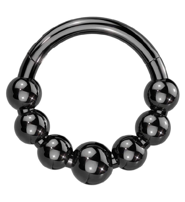 Women's diamond rings-Black PVD Beaded Titanium Hinged Segment Ring