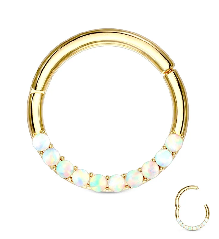 Women's statement rings-14kt Gold Opalite Rim Hinged Segment Ring