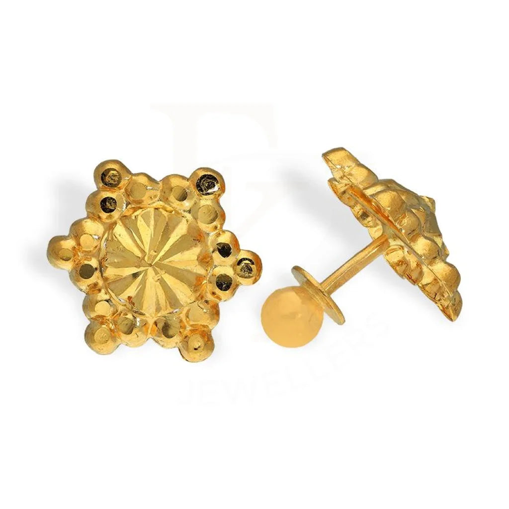 Women's Valentine's Day earrings-Gold Blooming Stud Earrings 22KT - FKJERN22K2586