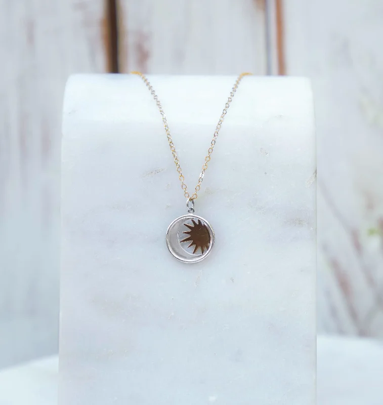 Women's sterling silver necklaces-Golden Sun Necklace