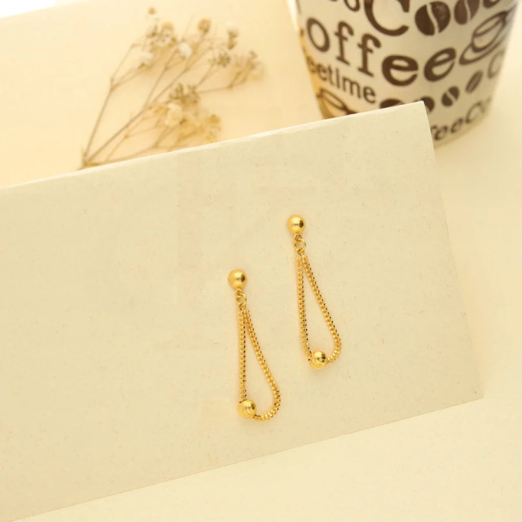 Minimalist women's earrings-Gold Ball Shaped Drop Earrings 22KT - FKJERN22K3165