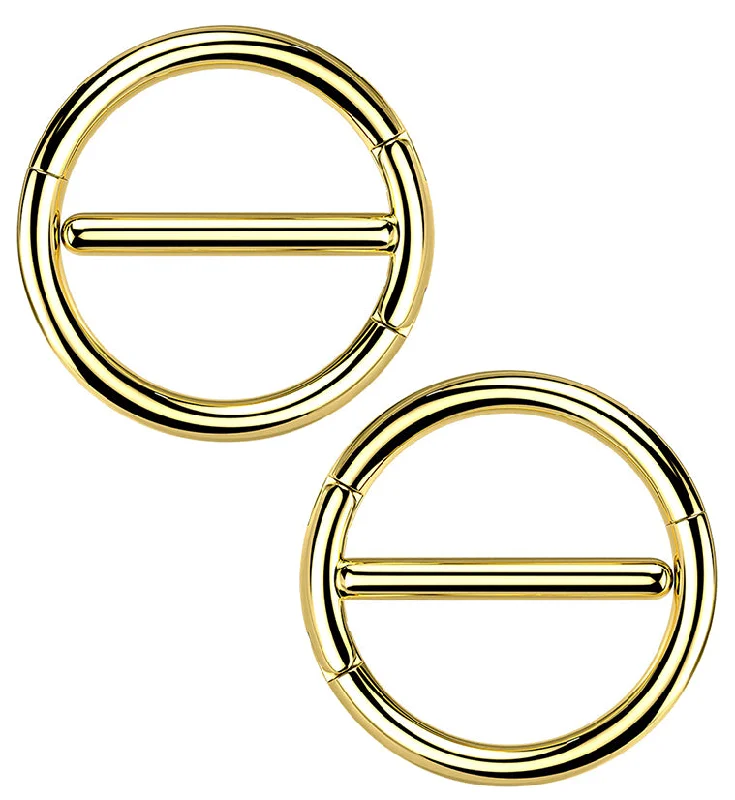 Trendy women's rings-Gold PVD Circlet Stainless Steel Nipple Clicker Ring