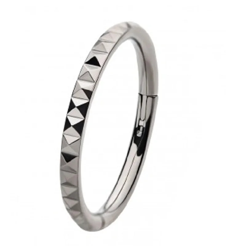 Women's sterling silver rings-Polyhedra Edge Titanium Hinged Segment Ring