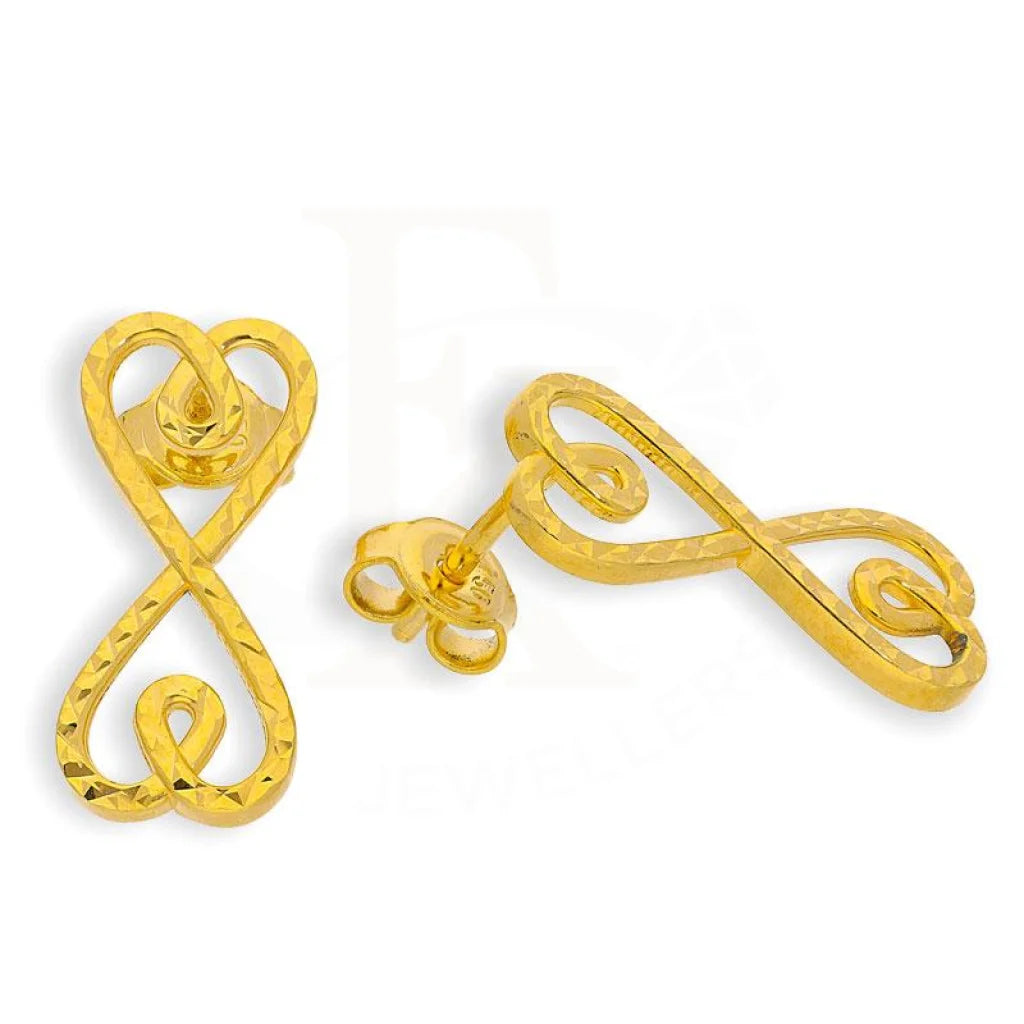 Women's Buddha earrings-Gold Infinity Heart Earrings 18KT - FKJERN18K1854