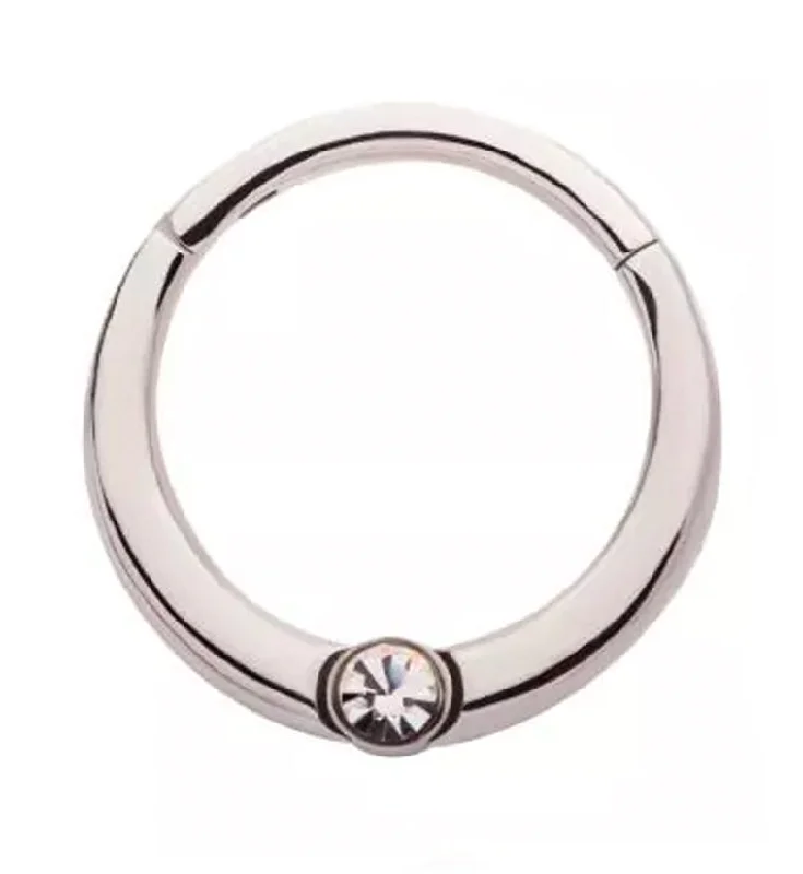 Women's sustainable rings-Single Bezel CZ Hinged Segment Ring