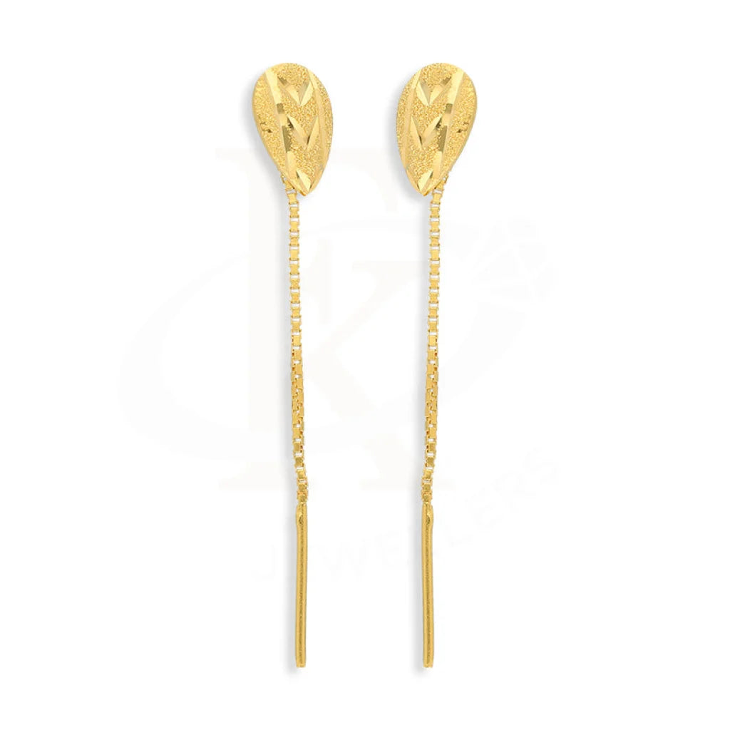 Women's elegant earrings-Gold Pear Tic-Tac Drop Earrings 22KT - FKJERN22K5077