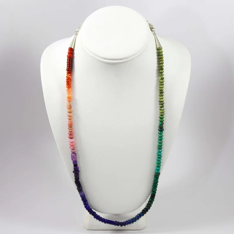 Women's gift necklaces-Rainbow Bead Necklace