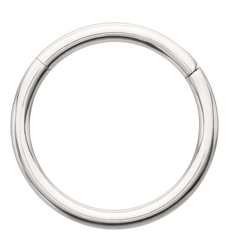 Women's K gold rings-Platinum PVD Titanium Hinged Segment Hoop Ring