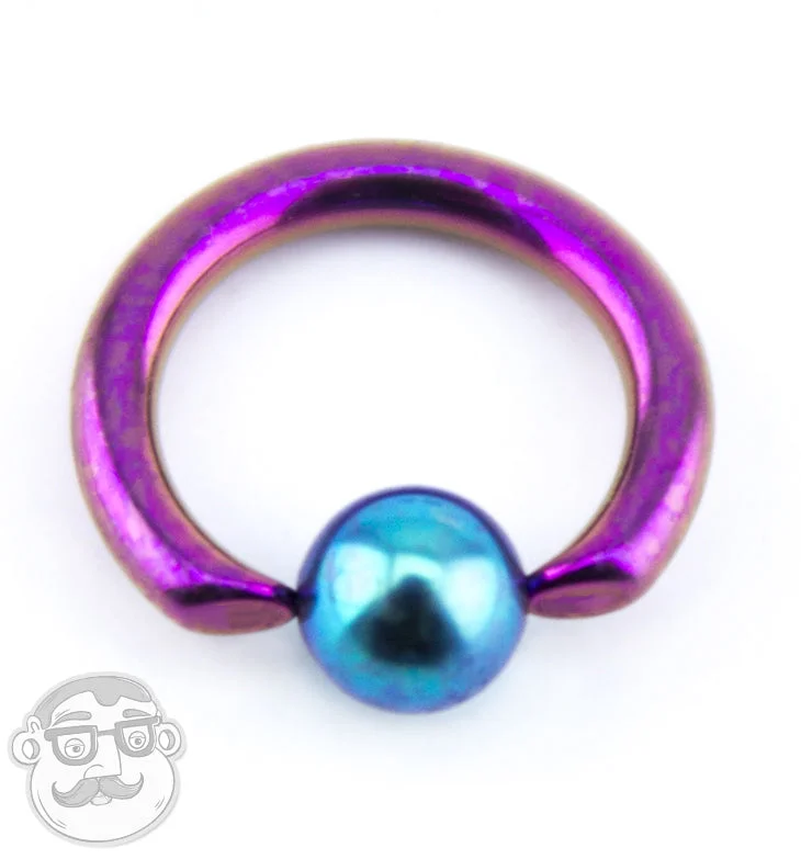 Women's charm rings-14G Pink & Teal Niobium Captive Ring