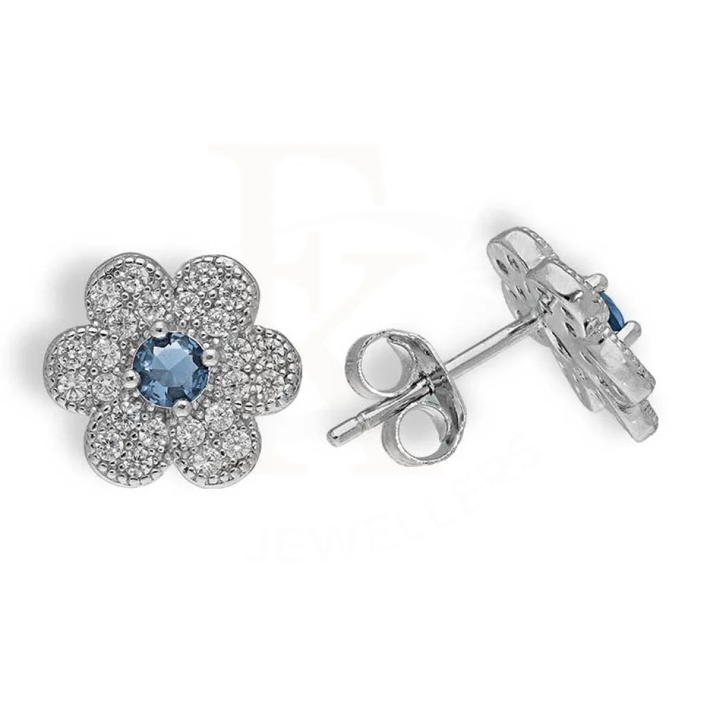 Women's pet memorial earrings-Sterling Silver 925 Flower Stud Earrings - FKJERNSL2668