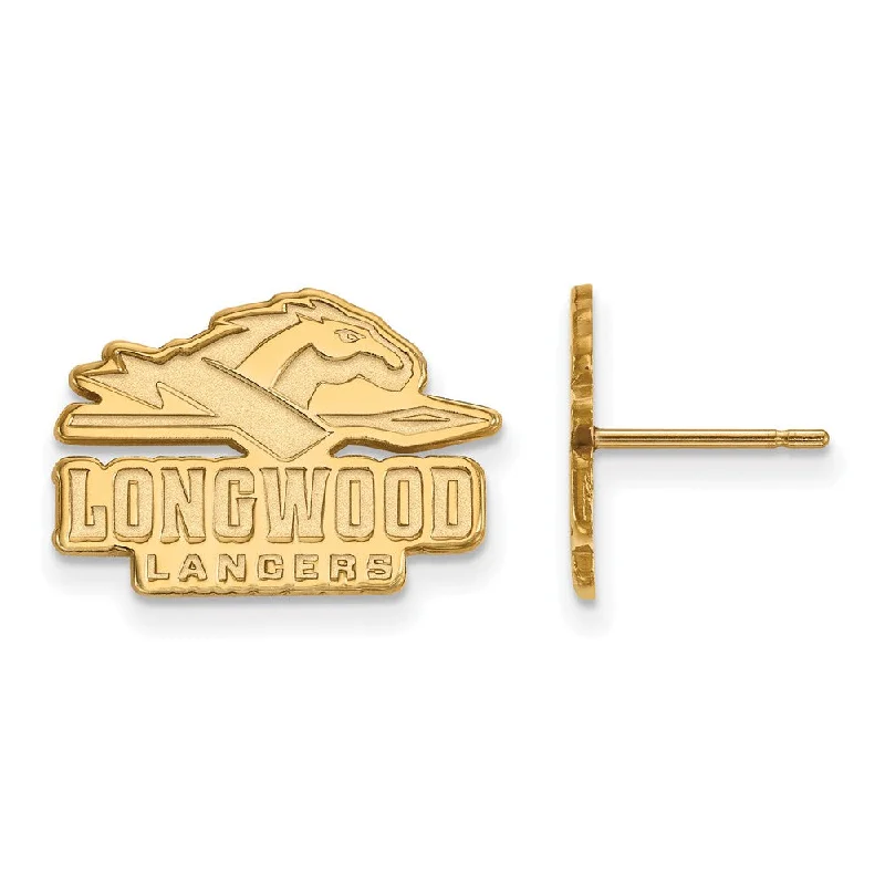 Women's emerald earrings-14k Gold Plated Silver Longwood University Small Post Earrings